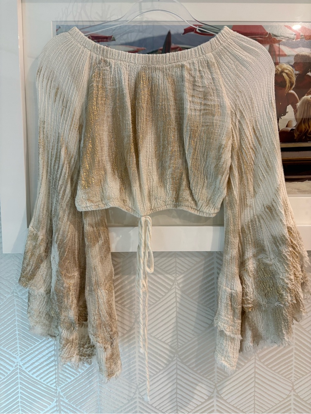 Zoya Cream Boho Tie-Front Peasant Blouse